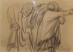 Wanderndes altes Paar, Kohlezeichnung, 1923, 31,7 × 44,5 cm