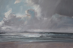 Windiger Tag an der Nordsee, Öl auf Leinwand, 2012, 20 × 30 cm