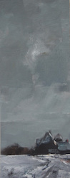 Winterstudie/Mühlendeich, Öl auf Leinwand, 2012, 30,5 × 12 cm