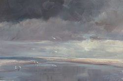 Wolken über den Sandbänken, Öl auf Leinwand, 2012, 24 × 36 cm